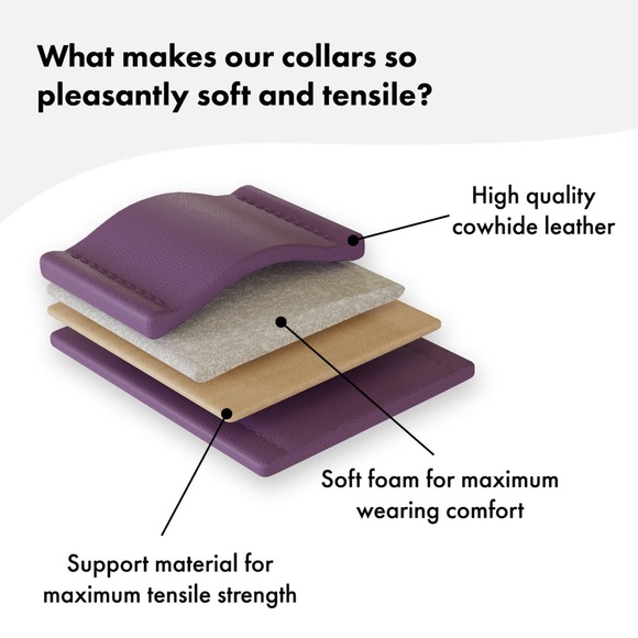 William Walker Leather Dog Collar, Size Large, Color: Lavendar - Picture 2 of 8